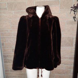 Vintage mink brown faux fur plush jacket